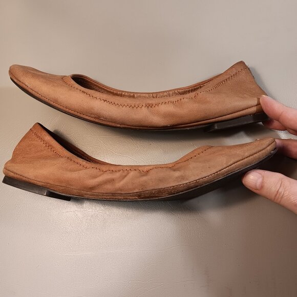 Lucky Brand women's 'Emmie' 'Cognac' leather ballet flats shoes sz 10 M - Picture 5 of 13